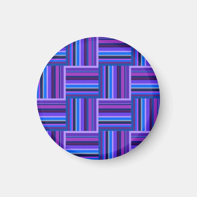 Blue and purple stripes weave pattern magnet (Front)