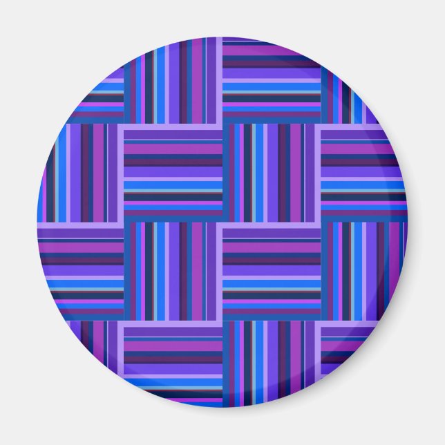 Blue and purple stripes weave pattern magnet (Front)