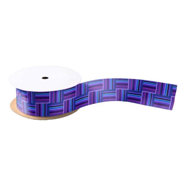 Blue and purple stripes weave pattern satin ribbon (Spool)