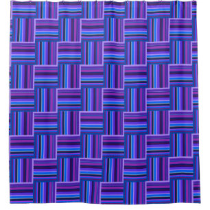 Blue and purple stripes weave pattern shower curtain