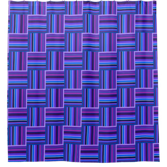 Blue and purple stripes weave pattern shower curtain (Front)
