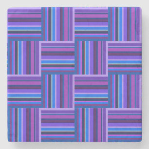 Blue and purple stripes weave pattern stone coaster