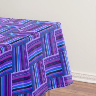 Blue and purple stripes weave pattern tablecloth