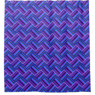 Blue and purple stripes weave shower curtain