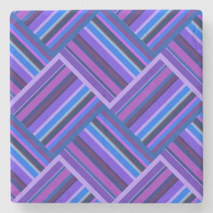 Blue and purple stripes weave stone coaster