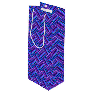 Blue and purple stripes weave wine gift bag