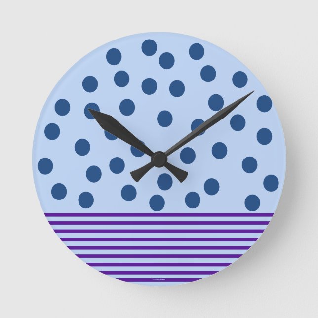 Blue and Purple Time for Fun Round Clock (Front)