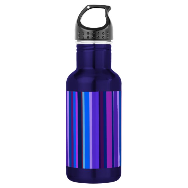 Blue and purple vertical stripes 532 ml water bottle (Front)