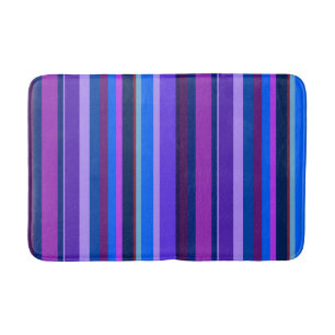 Blue and purple vertical stripes bath mat
