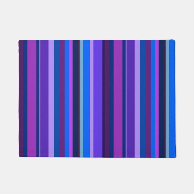 Blue and purple vertical stripes doormat (Front)
