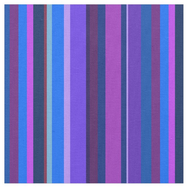 Blue and purple vertical stripes fabric (Close Up)