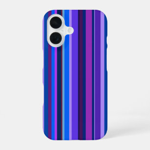Blue and purple vertical stripes iPhone 16 case