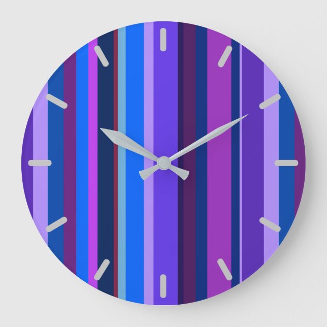 Blue and purple vertical stripes large clock (Front)