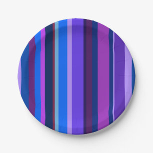 Blue and purple vertical stripes paper plate