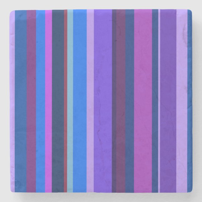 Blue and purple vertical stripes stone coaster (Front)
