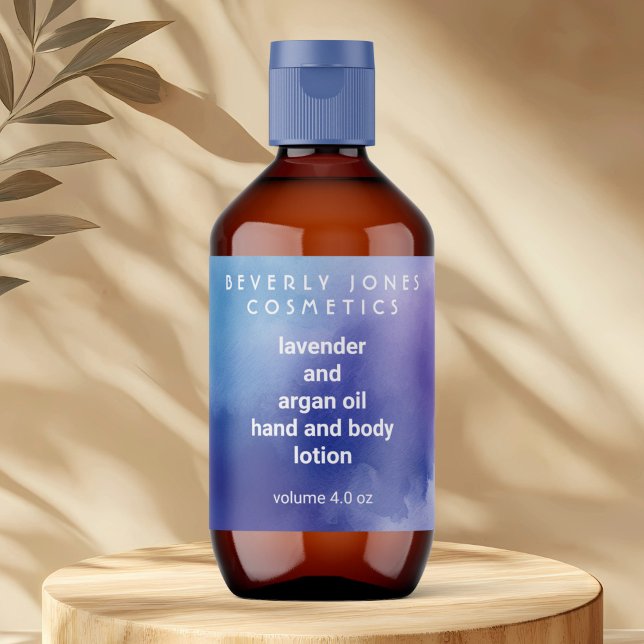 Blue and Purple watercolor cosmetics bottle label (Creator Uploaded)