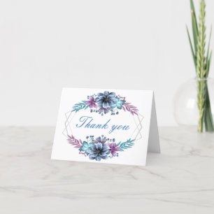 Blue And Purple Watercolor Floral Thank You Card