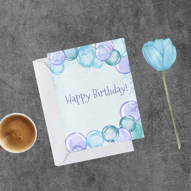 Blue and Purple Watercolor Happy Birthday Card (Creator Uploaded)