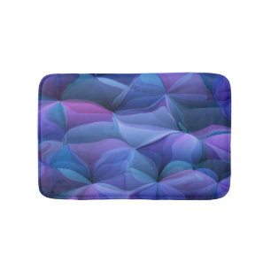 Blue And Purple Wavy Abstract Flowers Bath Mat