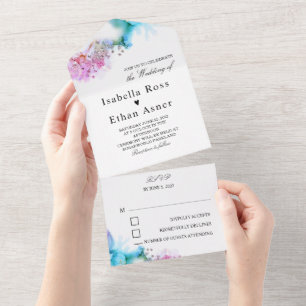 Blue and Purple Wedding Invitations