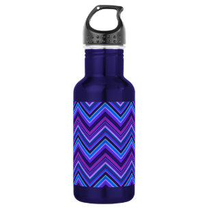 Blue and purple zigzag stripes 532 ml water bottle