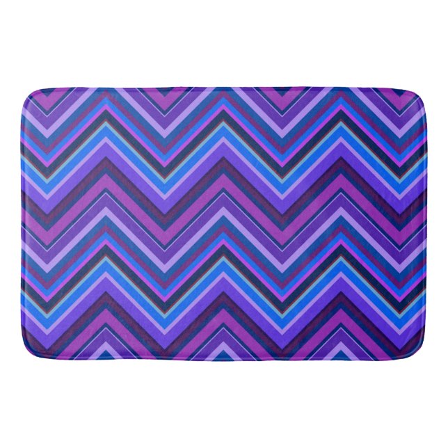Blue and purple zigzag stripes bath mat (Front)