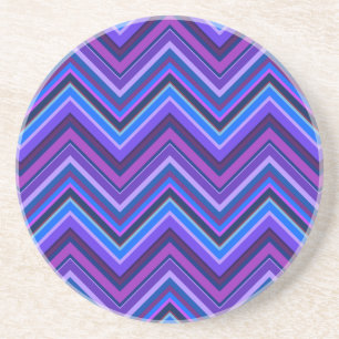 Blue and purple zigzag stripes coaster