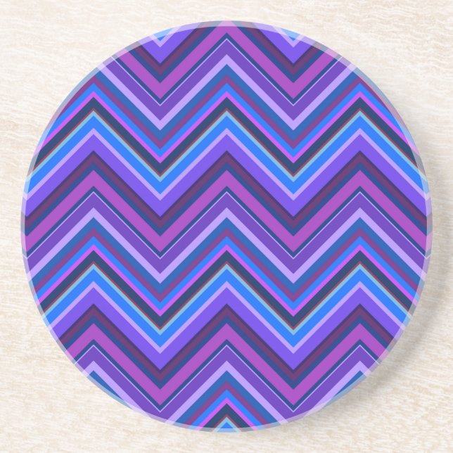 Blue and purple zigzag stripes coaster (Front)