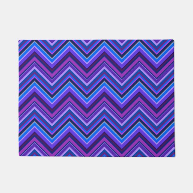 Blue and purple zigzag stripes doormat (Front)