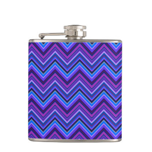 Blue and purple zigzag stripes hip flask