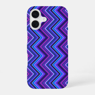 Blue and purple zigzag stripes iPhone 16 case