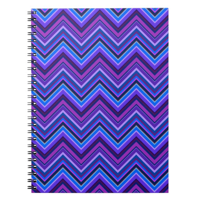 Blue and purple zigzag stripes notebook (Front)