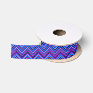 Blue and purple zigzag stripes satin ribbon