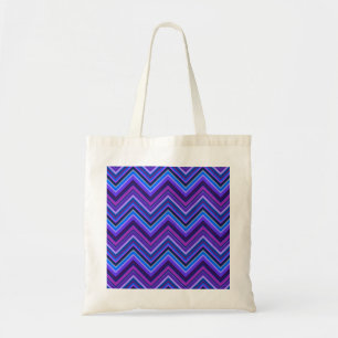Blue and purple zigzag stripes tote bag