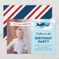 Blue and Red Aeroplane Photo Birthday Party