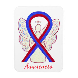 Blue and Red Awareness Ribbon Angel Magnets
