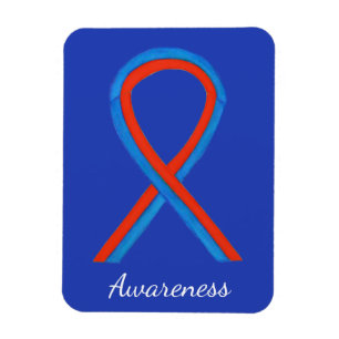 Blue and Red Awareness Ribbon Custom Art Magnets
