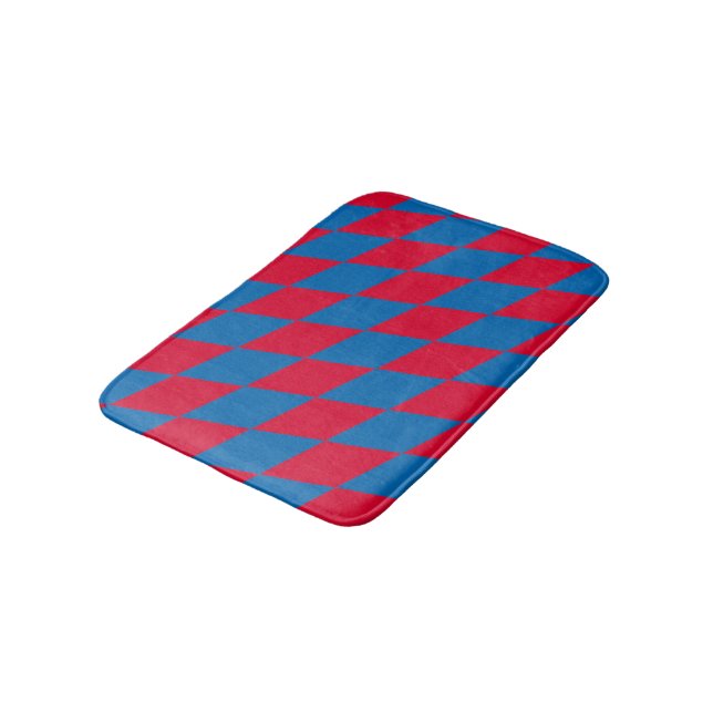 Blue and Red Bavaria Diamond Flag Pattern Bath Mat (Angled)