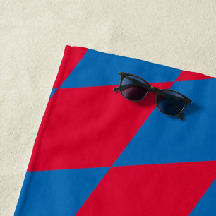 Blue and Red Bavaria Diamond Flag Pattern Beach Towel