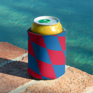 Blue and Red Bavaria Diamond Flag Pattern Can Cooler