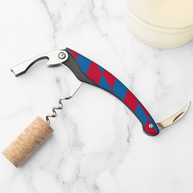Blue and Red Bavaria Diamond Flag Pattern Corkscrew (Front)