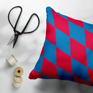 Blue and Red Bavaria Diamond Flag Pattern Decorative Cushion