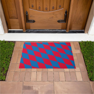 Blue and Red Bavaria Diamond Flag Pattern Doormat