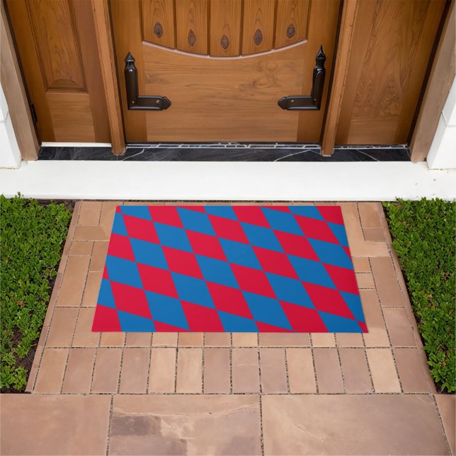 Blue and Red Bavaria Diamond Flag Pattern Doormat (Outdoor)
