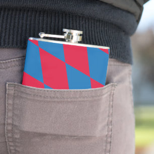 Blue and Red Bavaria Diamond Flag Pattern Hip Flask