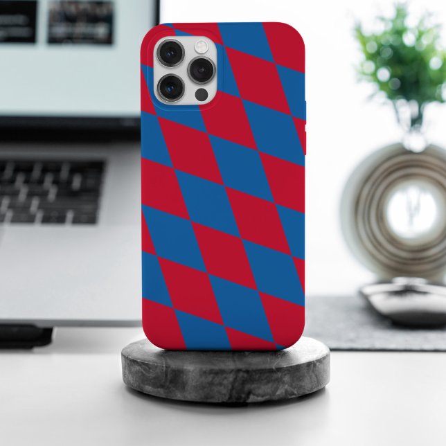 Blue and Red Bavaria Diamond Flag Pattern iPhone Case (Creator Uploaded)