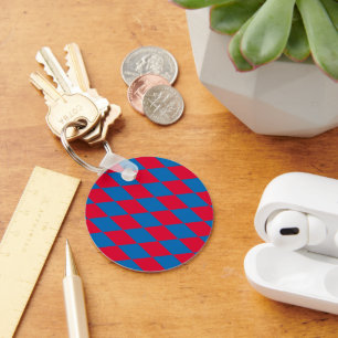 Blue and Red Bavaria Diamond Flag Pattern Key Ring