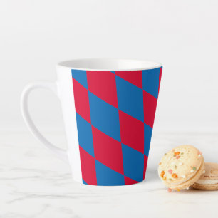 Blue and Red Bavaria Diamond Flag Pattern Latte Mug