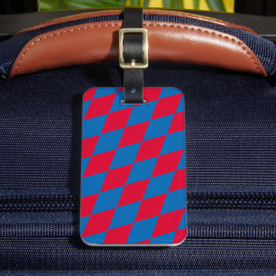 Blue and Red Bavaria Diamond Flag Pattern Luggage Tag