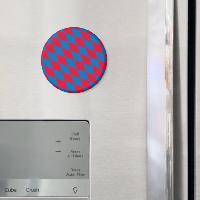 Blue and Red Bavaria Diamond Flag Pattern Magnet (In Situ (Fridge))